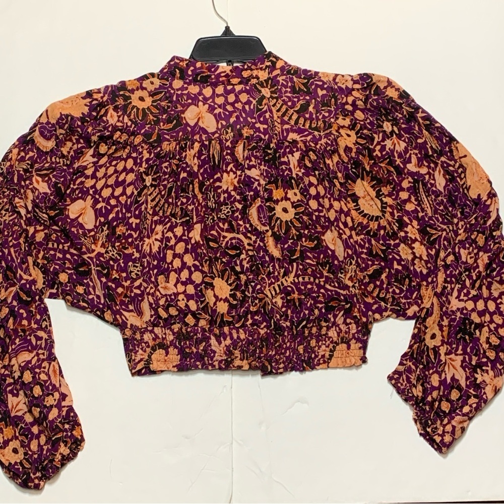 Rachel Zoe Floral Tie Waist Blouse Women’s Medium Balloon Sleeve Boho Top NWT - Picture 3 of 10